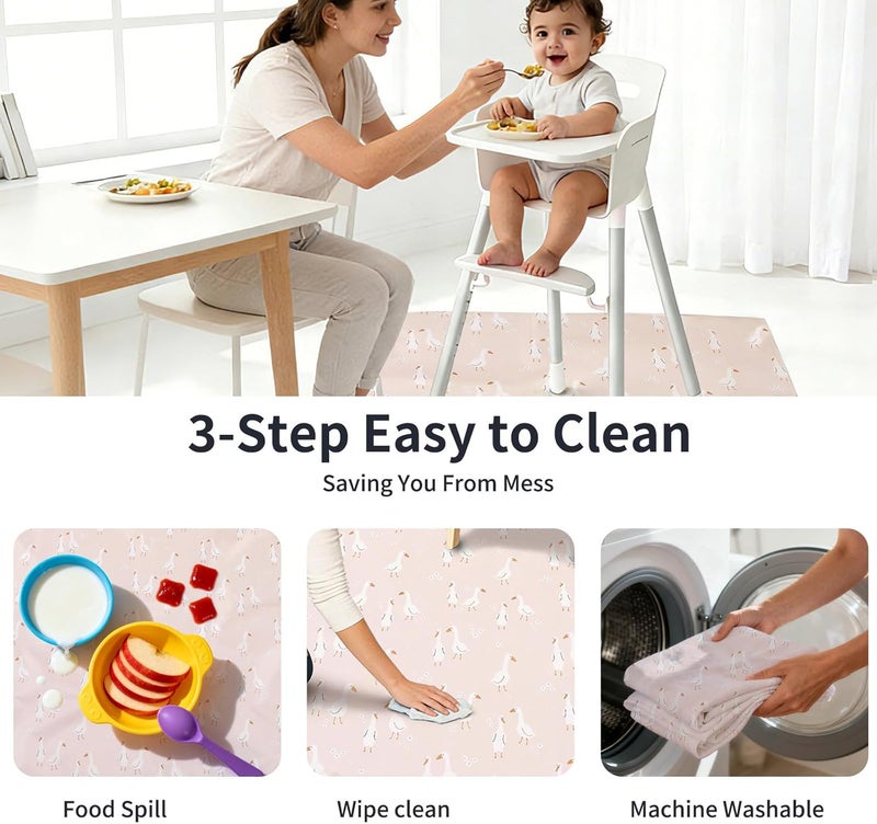 CoolaPeach Splat Mat for Under High Chair/Arts/Crafts, Washable Baby Spill Mat Waterproof Non-Slip Floor Splash Mat, Portable Baby Play Mat and Table Cloth (Goose, 43"x 43") - Image 5